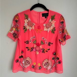 Needle & Thread pink sequin top